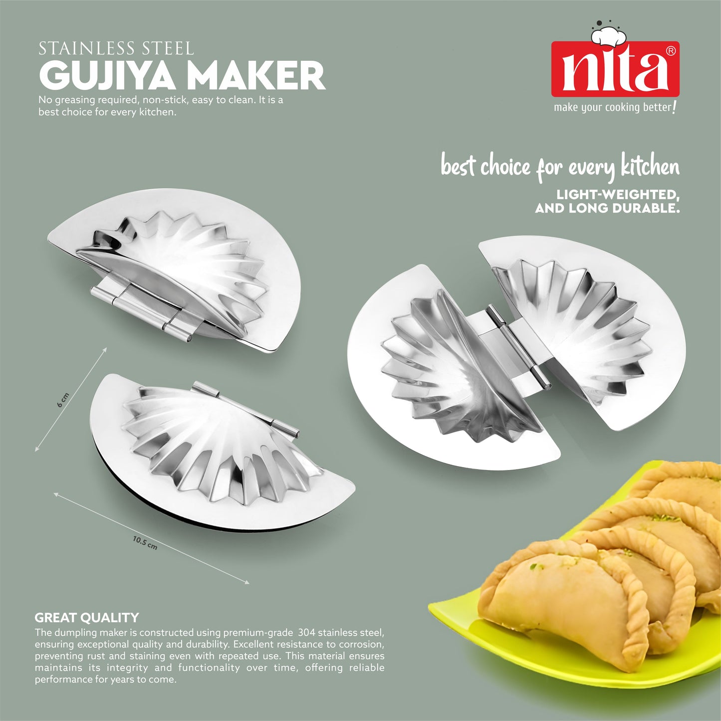 Chapati & Puri Maker + 5 Pcs Stainless Steel Sweet Snack Maker (CP3)