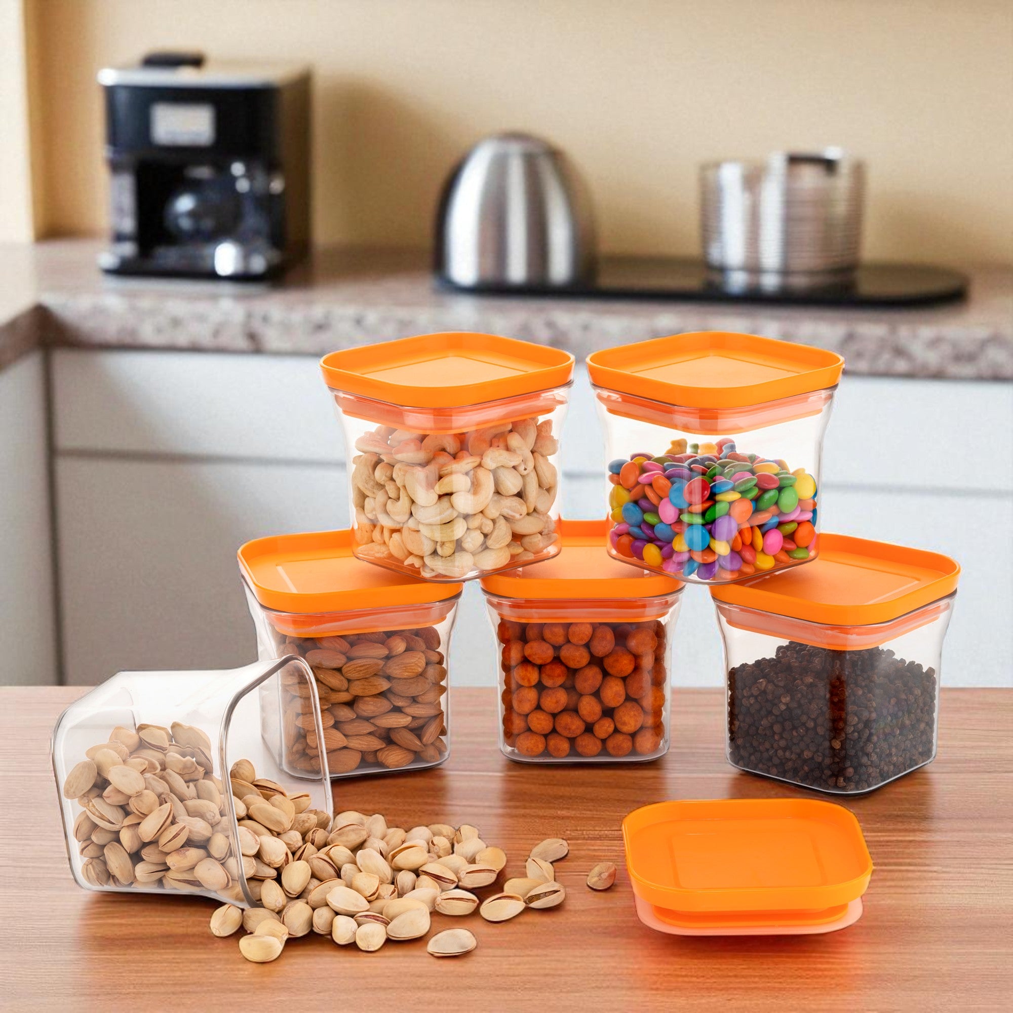 Airtight Container for Kitchen Storage 600ml – BPA-Free & Leakproof Food Storage Box | Dry Food Organizer ( Pack Of 6 )