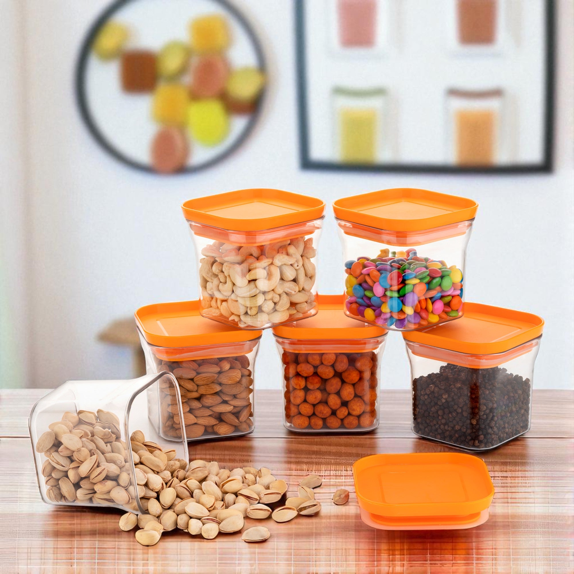 Airtight Container for Kitchen Storage 600ml – BPA-Free & Leakproof Food Storage Box | Dry Food Organizer ( Pack Of 6 )