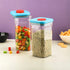 Nita Hexagonal clear plastic containers with airtight push-lock lids, storing chocolate wafers, cornflakes and more in pack of  3 (600,300, 1100)