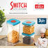 Nita Hexagonal clear plastic containers with airtight push-lock lids, storing chocolate wafers, cornflakes and more in pack of  3 (600,300, 1100)