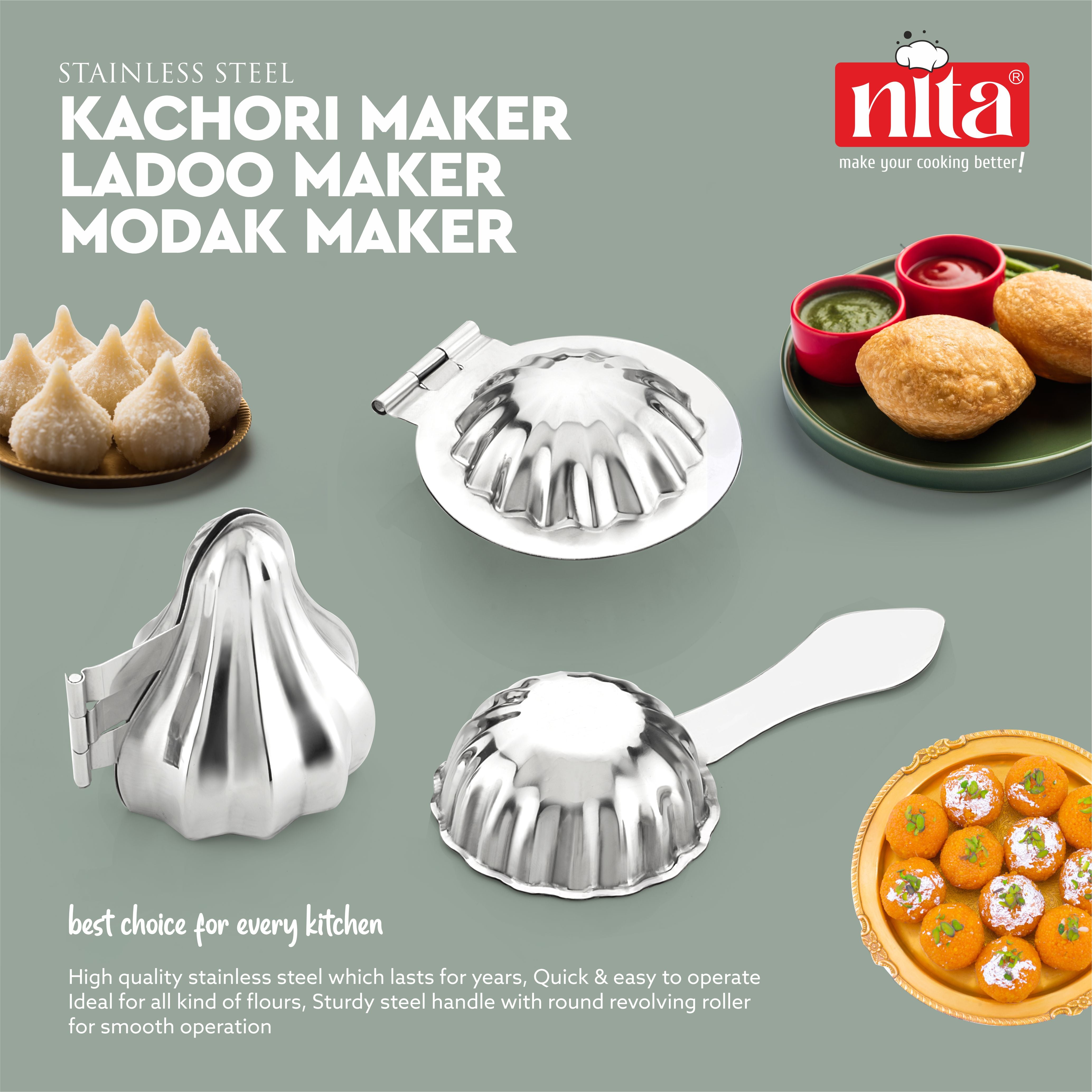 Chapati & Puri Maker + 5 Pcs Stainless Steel Sweet Snack Maker (CP3)