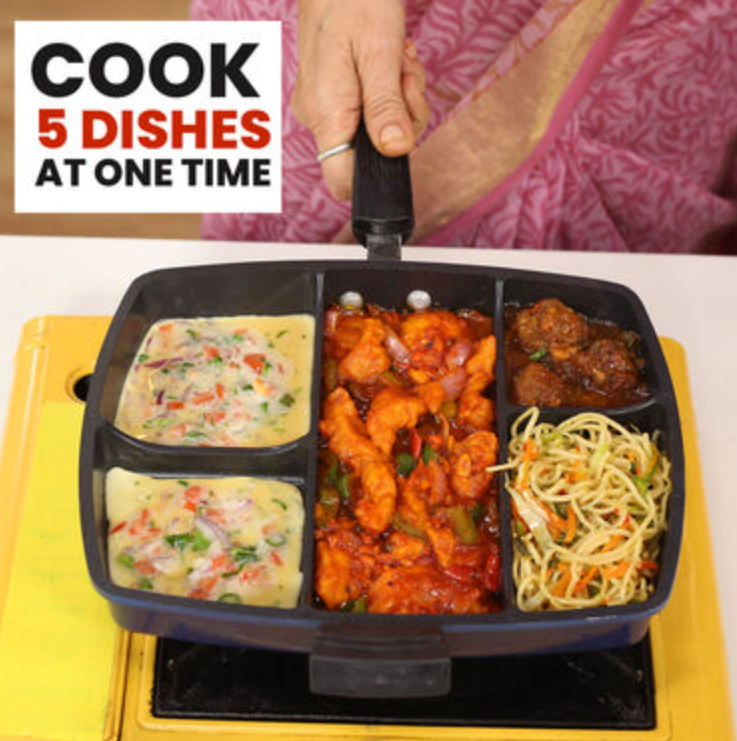 5 in 1 Magic Non Stick Cooking Pan- Cook 5 Dishes at a Time