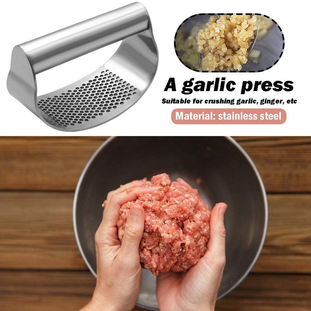 Premium Steel Garlic Press Rocker – Durable Stainless Steel Garlic Crusher, Garlic Mincer, Ginger Crusher & Peeler – Ergonomic Garlic Press with Handle for Effortless Kitchen Use