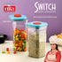Nita Hexagonal clear plastic containers with airtight push-lock lids, storing chocolate wafers, cornflakes and more in pack of  3 (600,300, 1100)