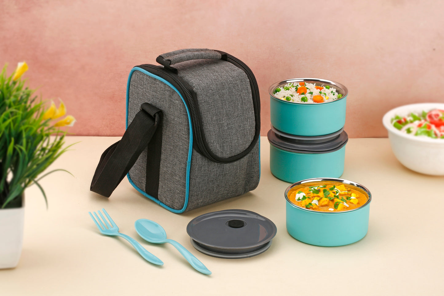 3 Pcs Vacuum Insulated lunch Box With Bag - B1G1 (3ILBB)