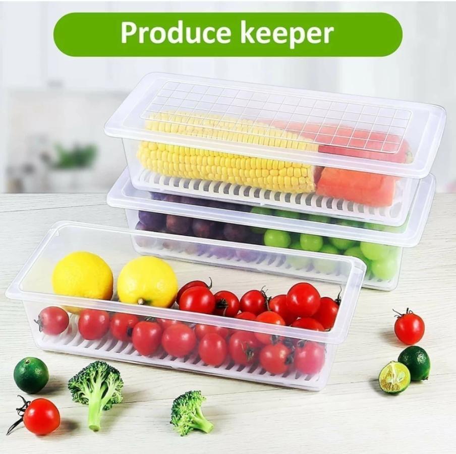 Pack of 6 Veggie Fresh Food Storage Container with Lid & Drain Tray (6VF1)