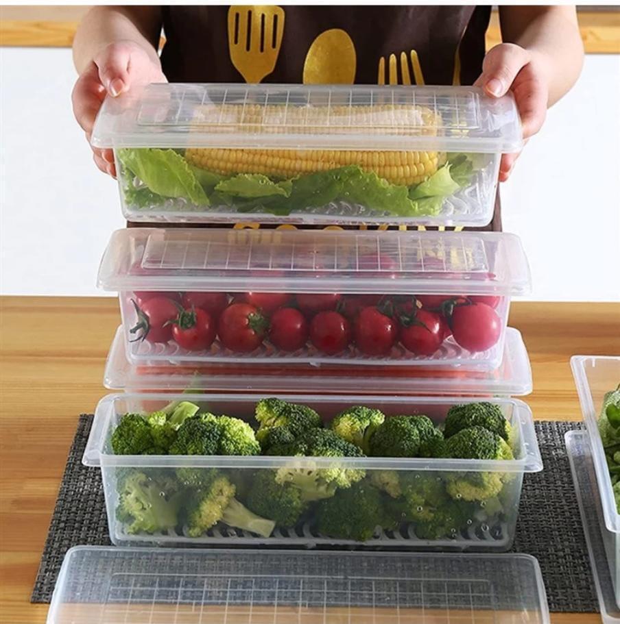 Pack of 6 Veggie Fresh Food Storage Container with Lid & Drain Tray (6VF1)