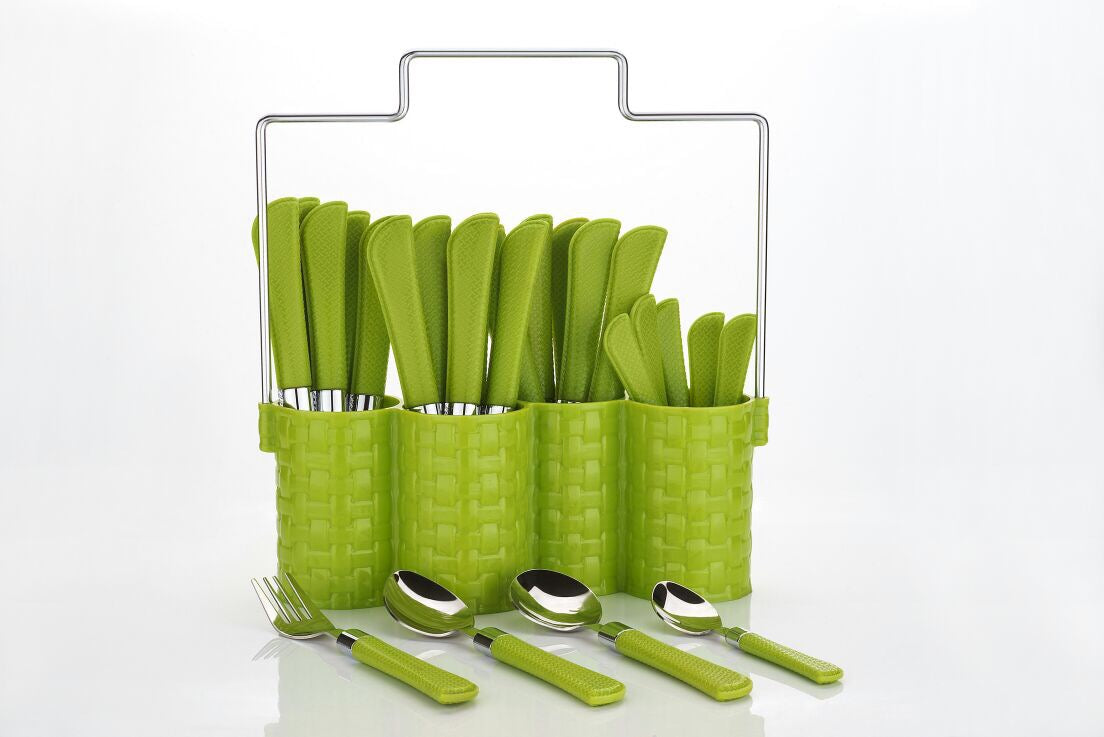 Imperial Stainless Steel Cutlery Set With Stand 24 Pcs, (Color May Vary)