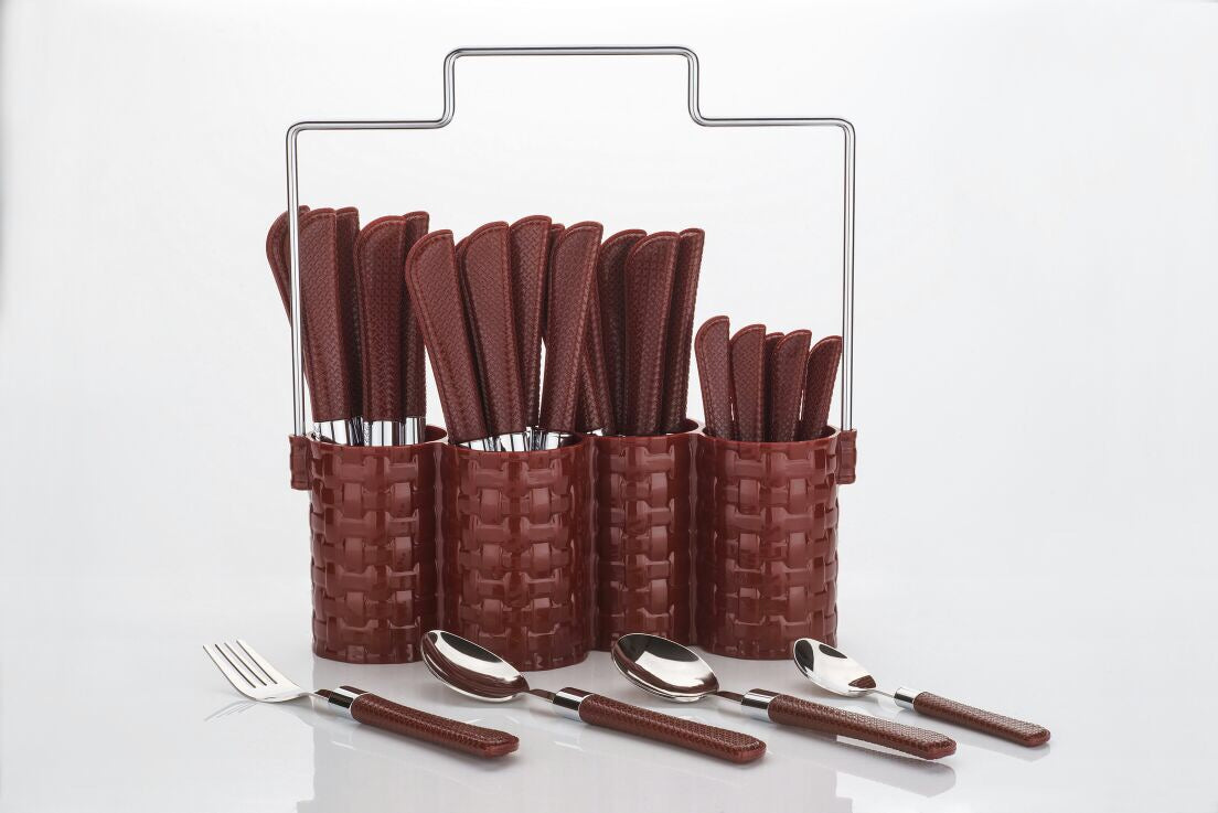 Imperial Stainless Steel Cutlery Set With Stand 24 Pcs, (Color May Vary)