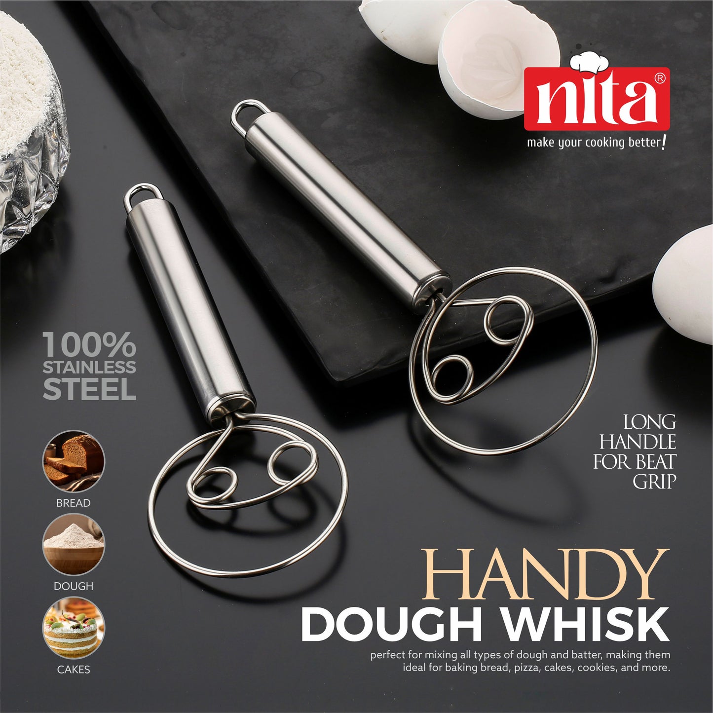 Multi Functional Stainless Steel Handy Dough Mixer & Egg Beater (DM1)