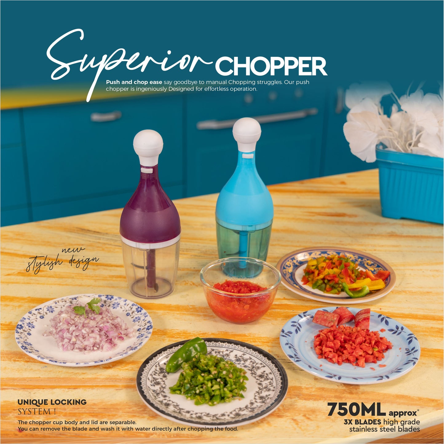 Onion & Vegetable Push Chopper- Buy 1 Get 1 Free