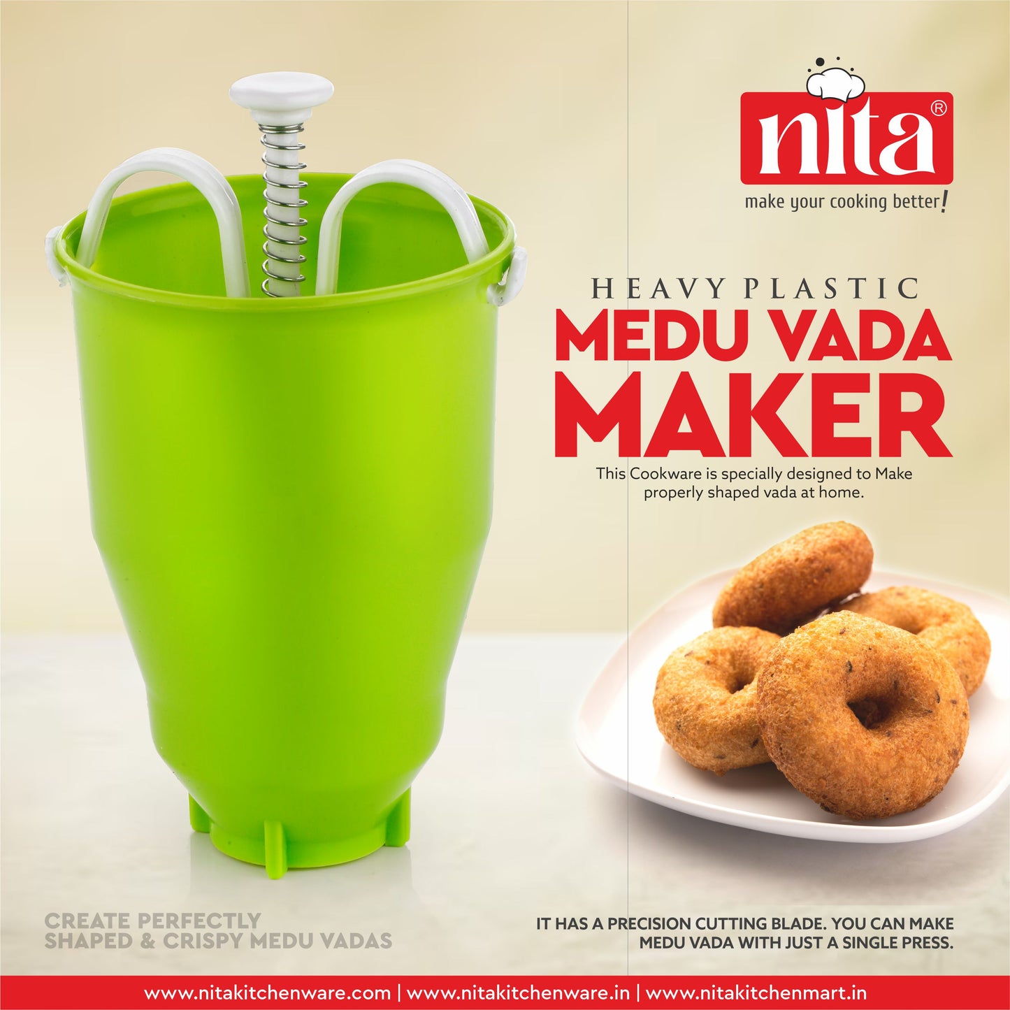 Vada Maker + Coconut Scrapper wooden handel