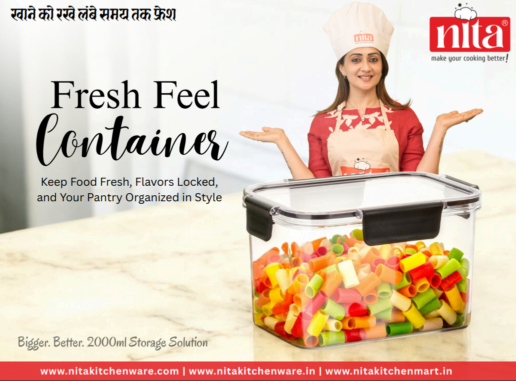 Nita Airtight Containers for Kitchen – Plastic Container Boxes for Storage | Big Plastic Containers for Storage | Fridge Storage Organizer Set (2000ml).