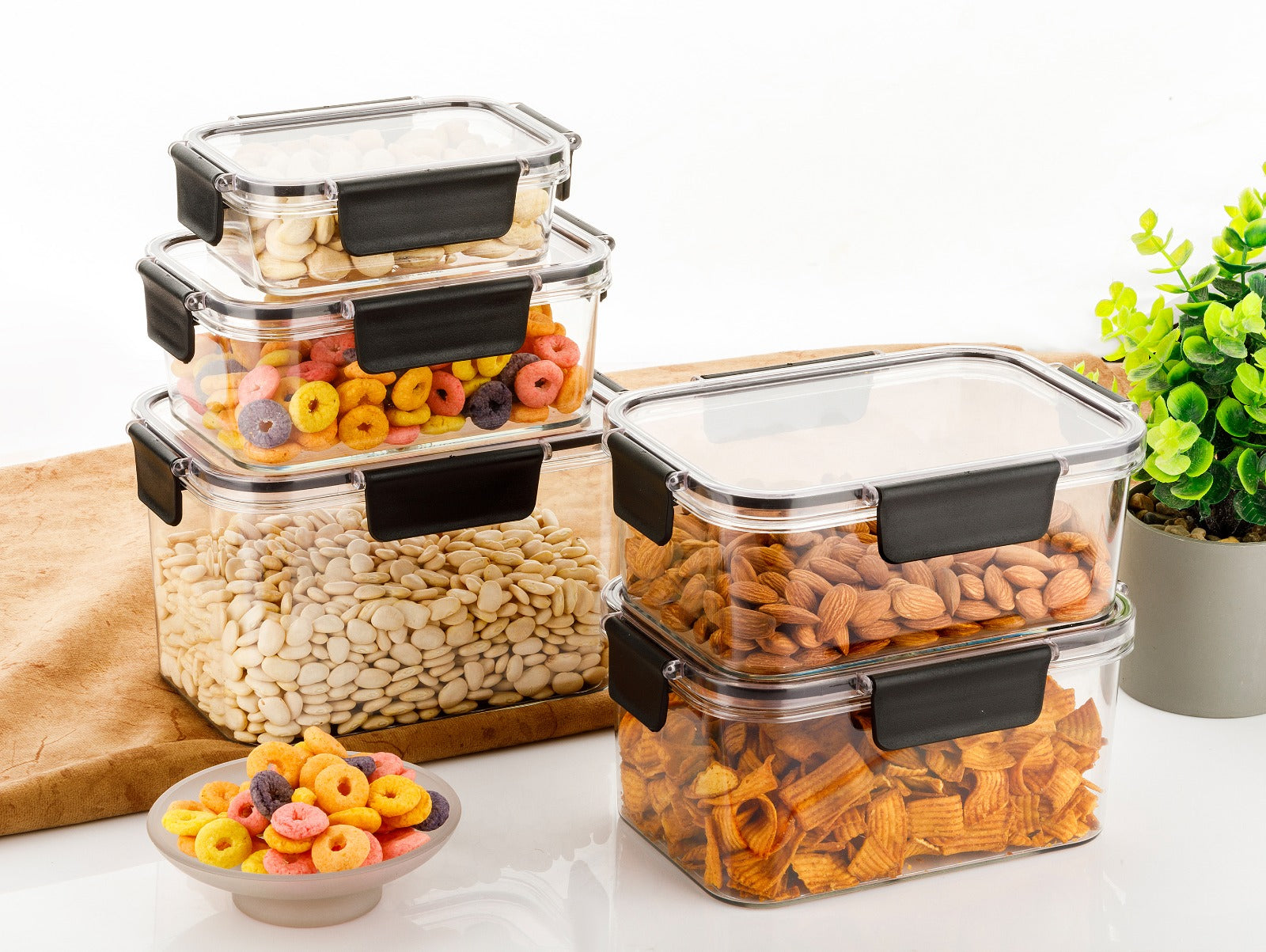 Nita Air Tight Container Boxes for Storage – 5-Piece Plastic Containers for Storage | Airtight Containers for Kitchen & Fridge (300ml, 800ml, 1200ml, 1500ml, 2000ml)