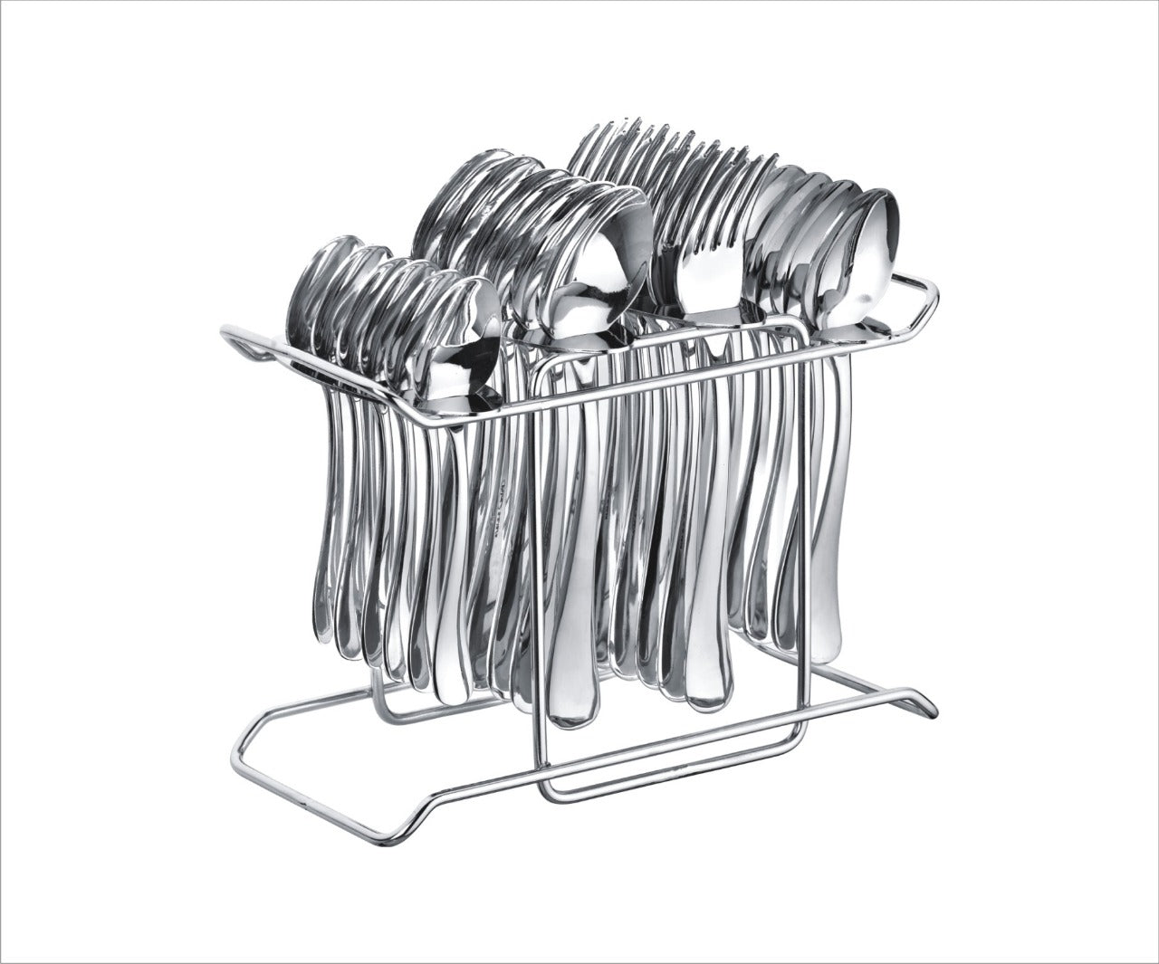 Platinum Cutlery Set with Stand, 25-Pieces,