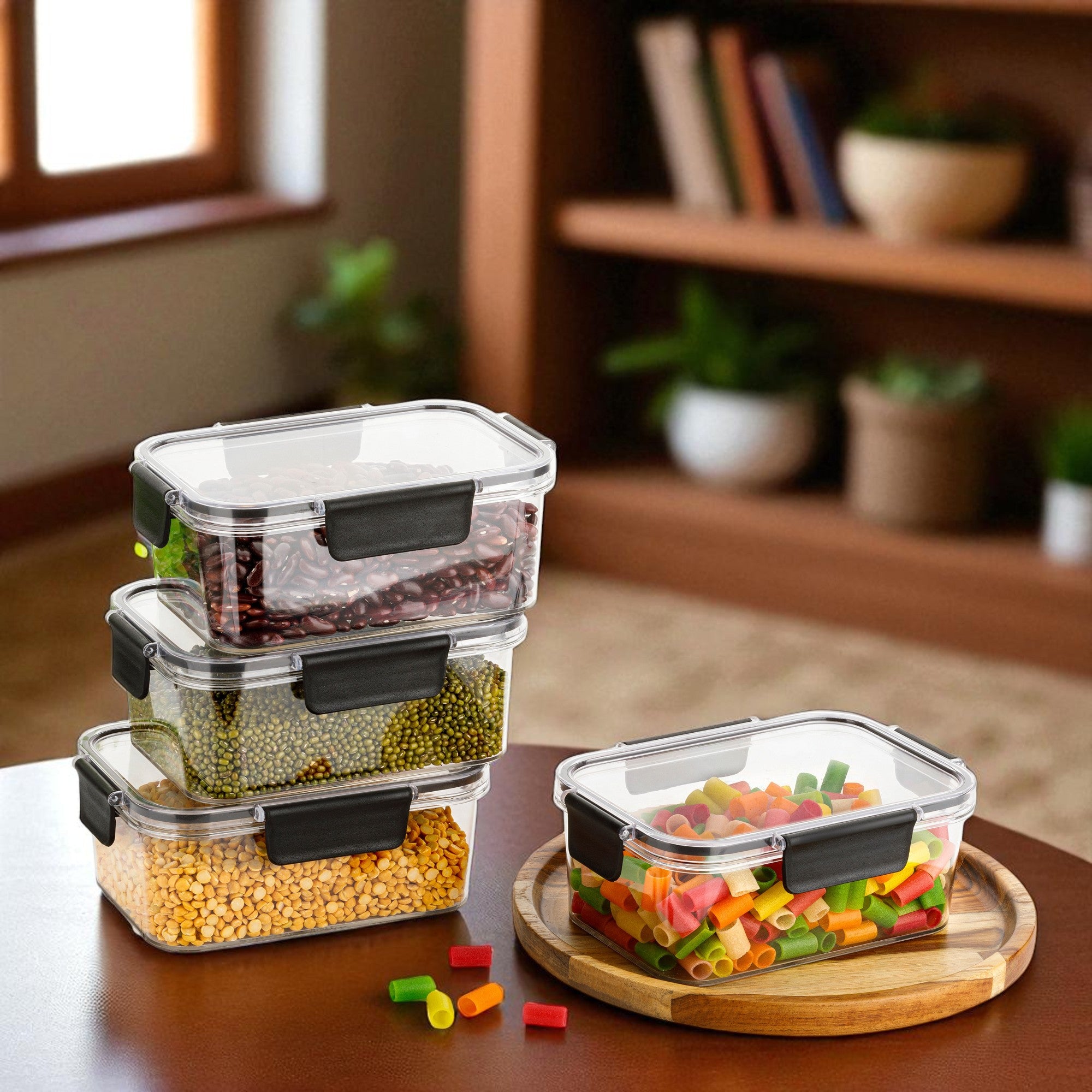 Airtight Container for Kitchen Storage 800ml – BPA-Free & Leakproof Food Storage Box | Pantry Organizer Jar Set (Pack of 4)