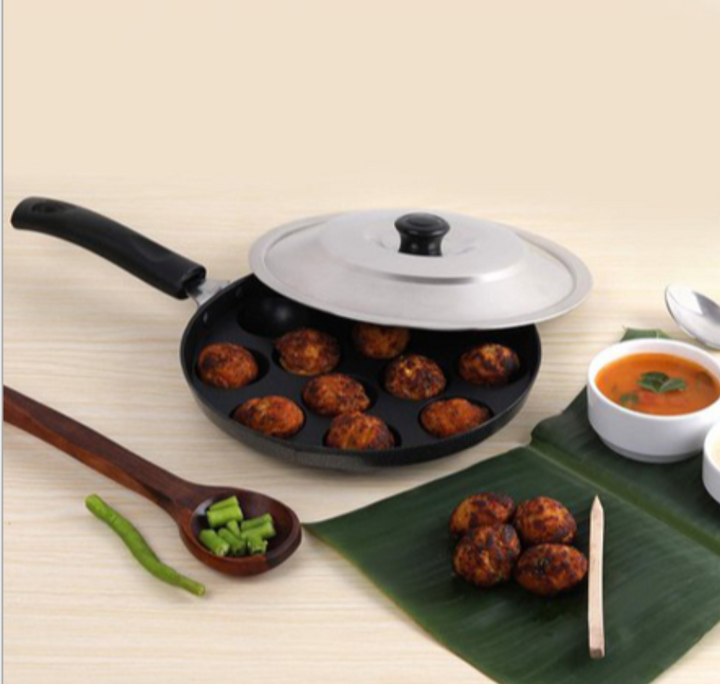 Non Stick Appam Patram/Paniyaram Patram With Steel Lid – Nita Kitchenware