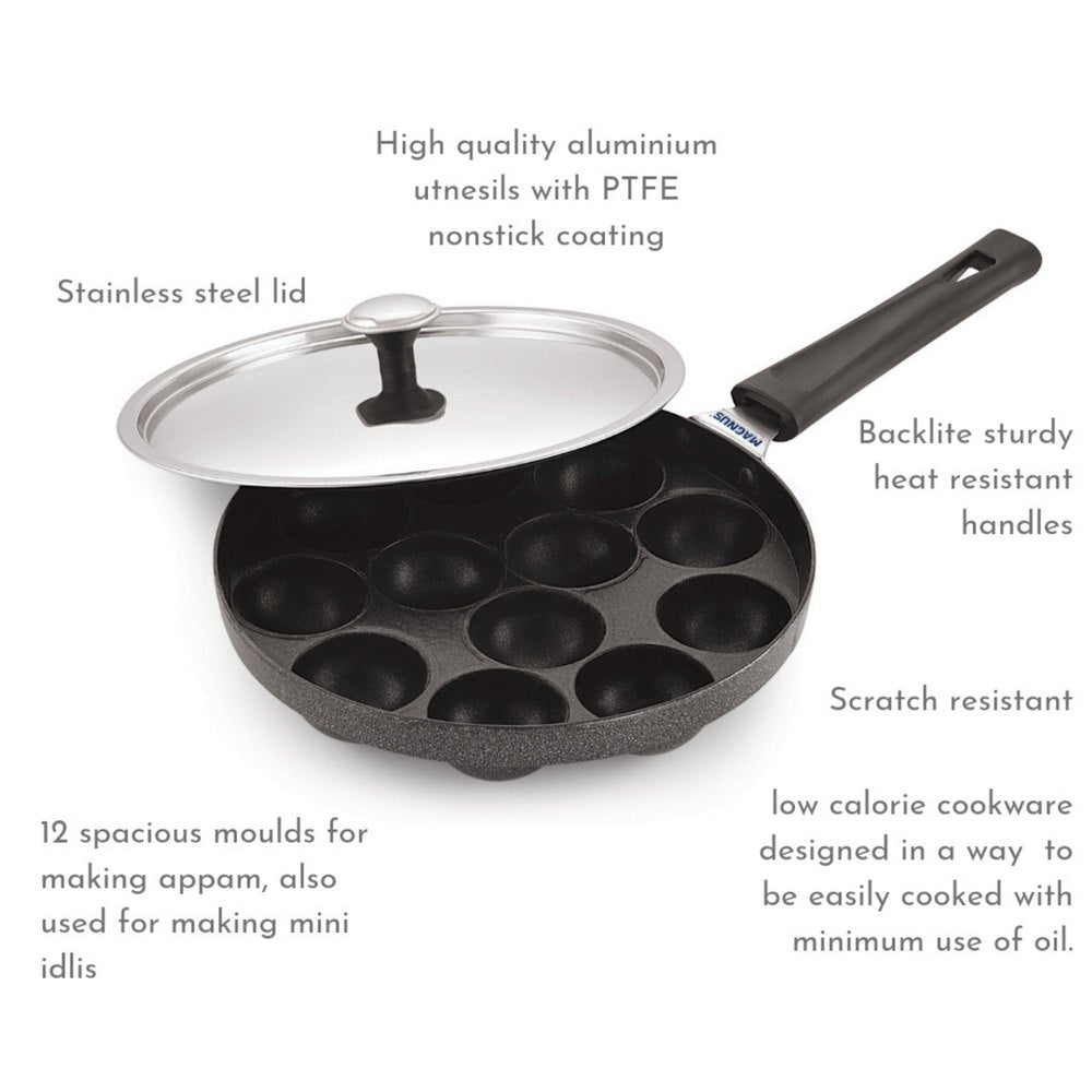 Non Stick  Appam Patram/Paniyaram Patram With Steel Lid