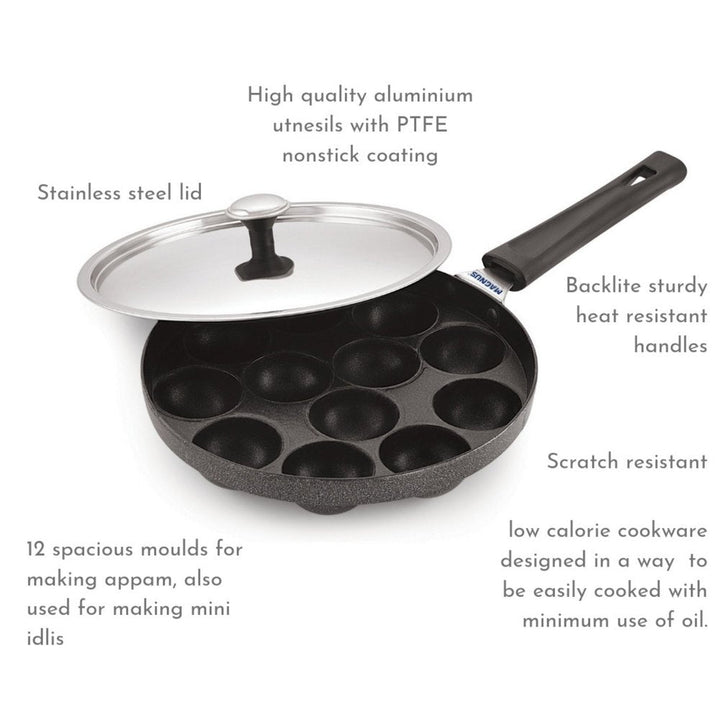 Non Stick Appam Patram/Paniyaram Patram With Steel Lid – Nita Kitchenware